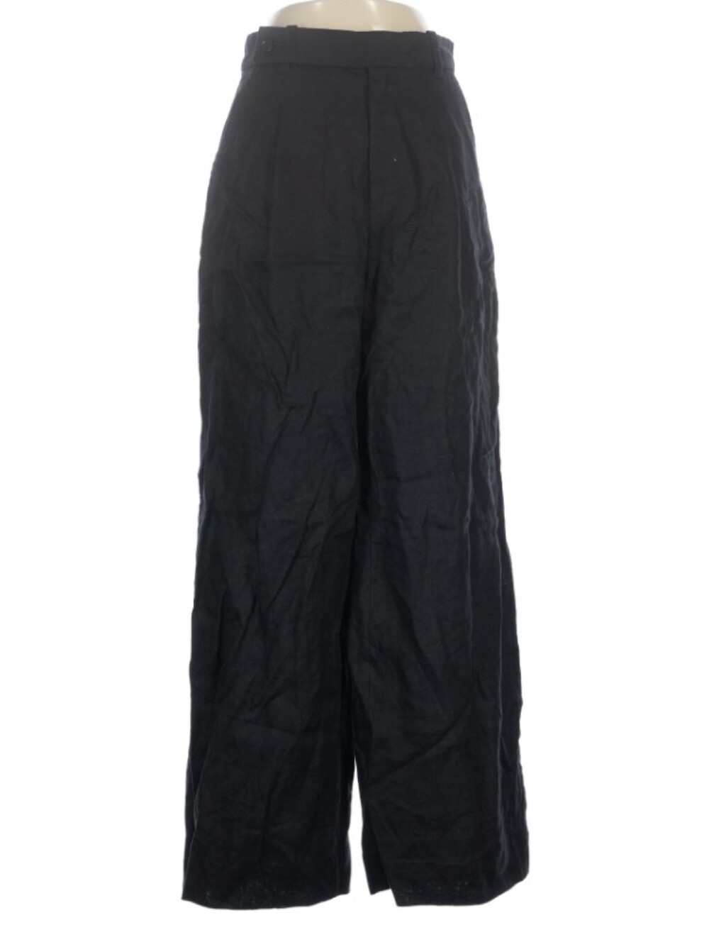Women's Madewell Size 8 Black Wide Leg Pleat Linen Pants